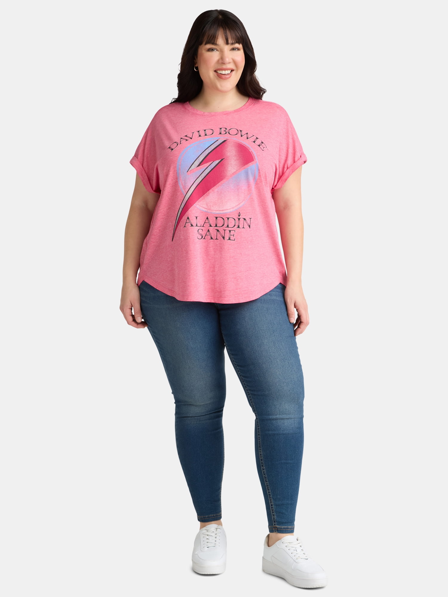 Terra & Sky Women's Plus Size David Bowie Bolt Graphic Tee, Sizes 0X-5X