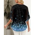 thumbnail image 5 of ONLYSHE Womens Crew Neck Flowy T Shirts Short Sleeve Pleated Ruffle Summer Tunic Tops Loose Fit Henley Blouse, 5 of 6