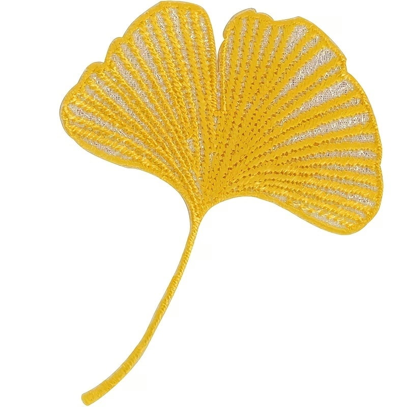 2pcs Ginkgo Embroidery Patches - Iron-On or Sewn - Decorative Storage Accessories for DIY Projects