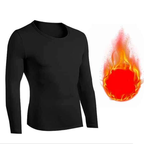 Miqool Mens Thermal Long Sleeve Shirt Lightweight Undershirt Crewneck Fleece Underwear Tops Soft Base Layer