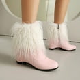 thumbnail image 3 of SACFOF Women Winter Warm Hidden Wedge Snow Booties Wedge Heel Winter Warm Boots PU Leather Side Zipper Ankle Booties for Ladies, 3 of 6