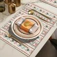 thumbnail image 4 of Vintage Christmas Placemats, Red and Green Christmas Placemats, Christmas Xmas Table Mats Washable Placemat for Kitchen Dining Room Winter Holiday Party Decoration 12x18 Inch, 4 of 6