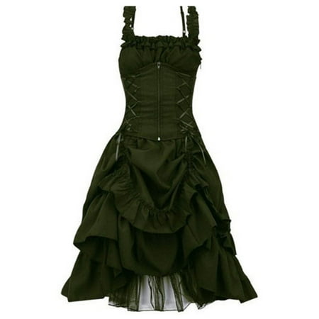 Women s Fashion Gothic Prom Dress Slim Irregular Straps Corset Lace Lining Dresses with Irregular Pleats Halloween Weding Birthday Party Vintage Court Medieval Dress