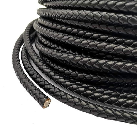 2 Yards Uncut 8mm Braided Leather Cord Round Leather Bolo Strap for Bracelet Making
