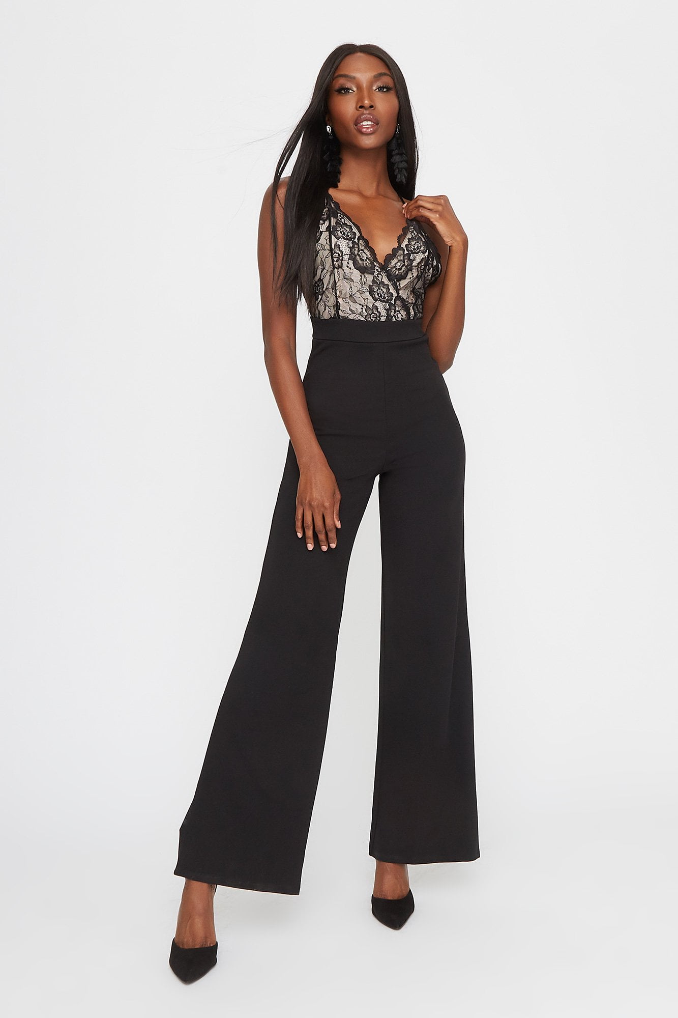 women's v neck jumpsuit