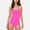 Fuchsia, variant on Women's Colorblock One Piece Swimsuit with Twist Front Detail Wide Shoulder Straps and Flattering Ruched Sides - White, Large