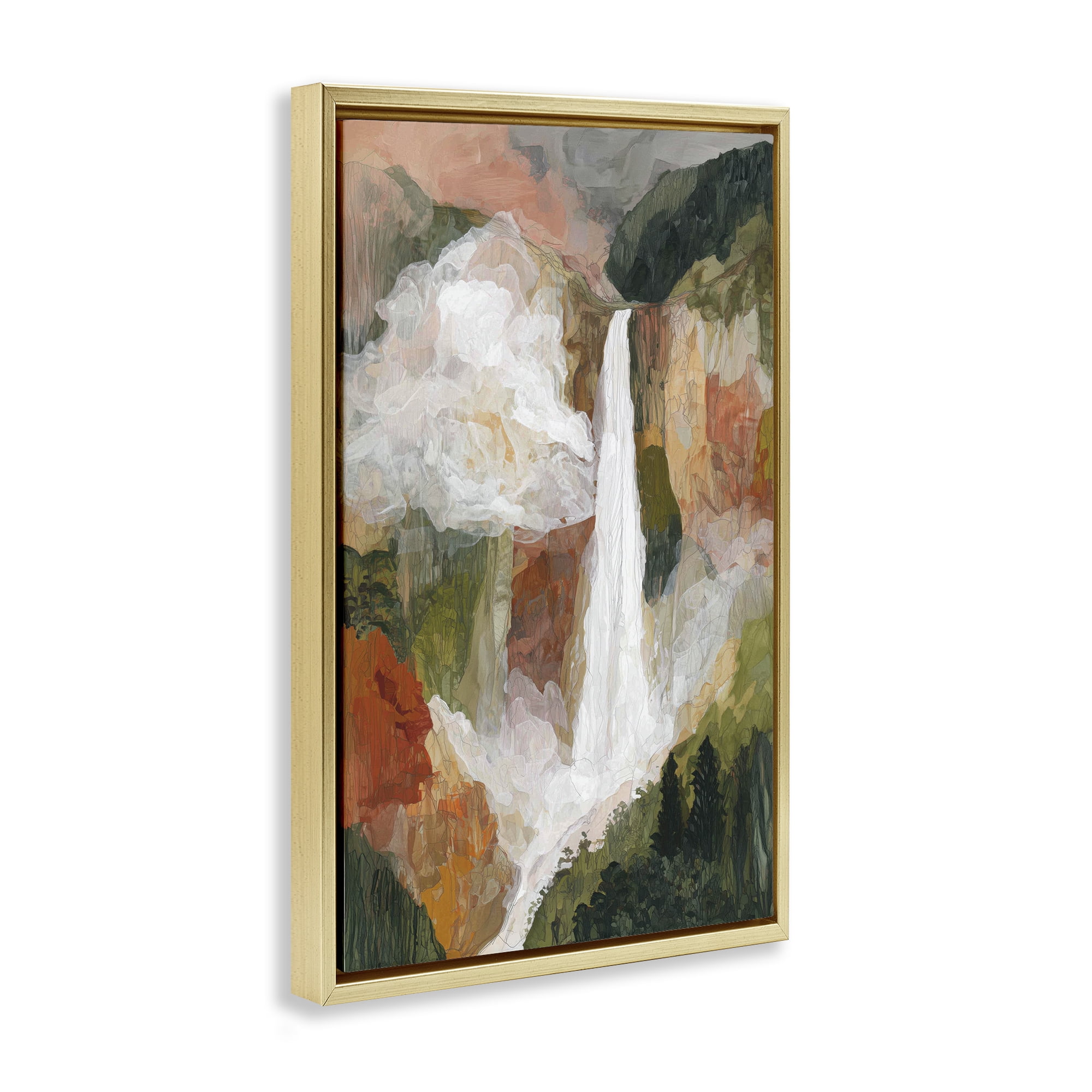 Stupell Industries Mountain Waterfall Landscape Gold Framed Floater Canvas Wall Art, design by Chromatic Storm Studio