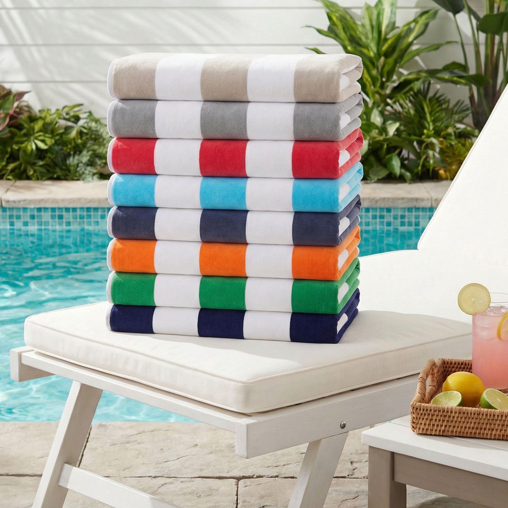 Superior Cabana Cotton Towel/ Chaise Lounge Chair Cover, Light Grey