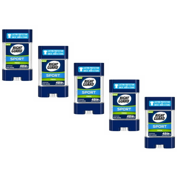 5 Pack Right Guard Sport Fresh Clear Gel Deodorant 3 Oz Each