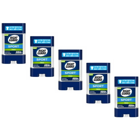 5 Pack Right Guard Sport Fresh Clear Gel Deodorant 3 Oz Each