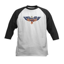 CafePress - Retro Eagle And USA Flag Kids Baseball Jersey - Kids Cotton Baseball Jersey, 3/4 Sleeve Shirt