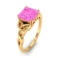 thumbnail image 4 of Rosec Jewels Solitaire Lab Grown Pink Sapphire Celtic Ring - 8 mm Asscher Cut - AAAA Grade, 14K Yellow Gold, US 12.50, 4 of 9