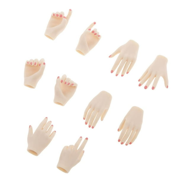 5 pares de modelos de mano femeninas Sunnimix 1/6 blanco
