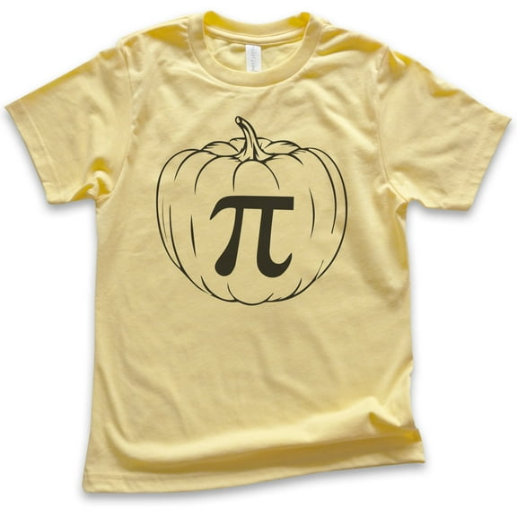 Kids Pumpkin Pi T-shirt, Youth Kids Boy Girl T-Shirt, Pumpkin Shirt, Pumpkin Pie Thanksgiving Shirt, Halloween, Yellow, Medium