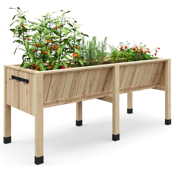 Riedhoff Wood Raised Garden Bed, 45.86 x 23.62 x 30.31", Rectangle Planter Box, Natural Color