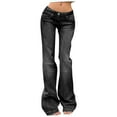 thumbnail image 3 of Women's Retro Bell Bottom Jeans with Elastic Waist Slim Fit Through Hip and Thigh Flared Denim Pants, 3 of 5