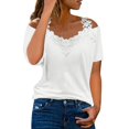 thumbnail image 2 of Summer Women Shirt Fashion Trendy V-neck Pullover Short-sleeved Top Solid Color Casual T-shirt, 2 of 6