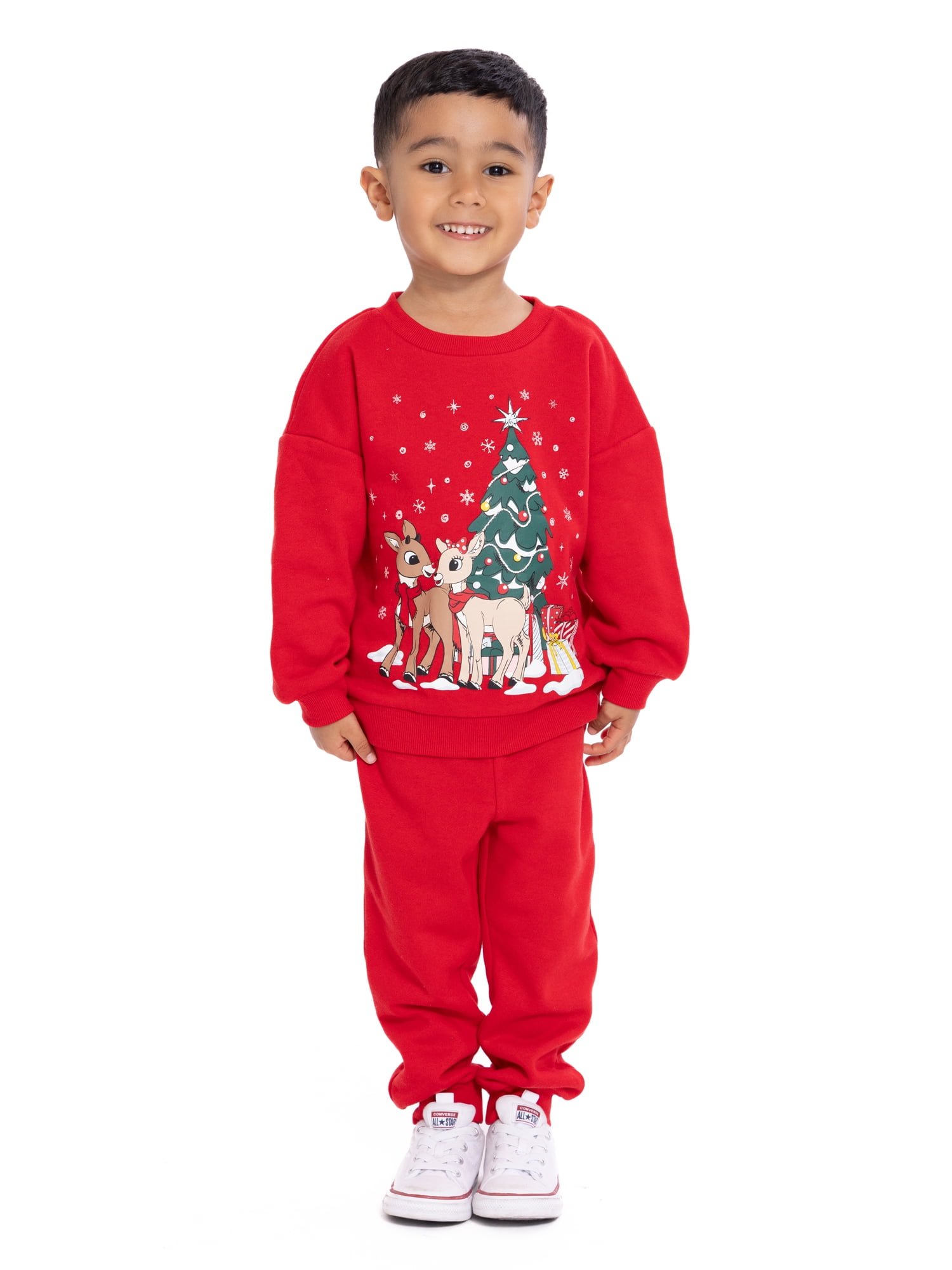 Rudolph Toddler Long Sleeve Graphic Crewneck with Matching Jogger Pant, 2 Piece Set, Sizes 12M-5T