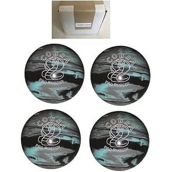 BuyBocceBalls New Listing - Pack of 4 EPCO Candlepin Bowling Balls - Cobra Pro Rubber - Black, Light Blue & Grey (4 1/2 inch- 2lbs. 7oz.)