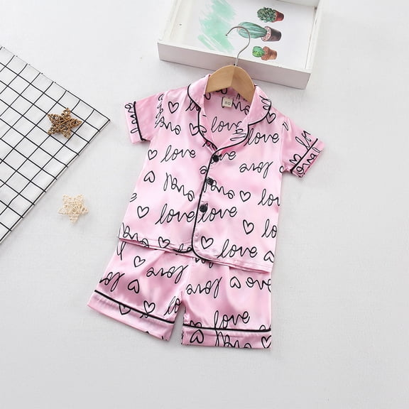 Amidoa Girls 2 Piece Outfits Summer Clothes Print T-Shirts Graphic Short Sleeve and Elastic Waist Casual Shorts Kids Clothing Set Multicolor Size 2T