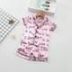 thumbnail image 2 of Odeerbi 2-6 Años Niño Niña Pijama de Verano de Satén Con Solapa Con Muesca Camisa de Manga Corta Con Estampado de San Valentín Conjunto de Pijama de Seda, 2 of 3