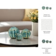 thumbnail image 4 of Patterned Ceramic Orbs for Home Decor Styling - Geometric Sculpture for Bathroom, Office, and Living Room Centerpiece - Ornaments Accent for Coffee Table Display - Set of 3, 6", 5", 4", Blue & Gold, 4 of 12