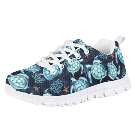 

Pzuqiu Blue Sea Turtle Pattern Kids Sneakers Breathable Air Mesh Shoes for Child Lightweight Comfortable Sport Shoes Size 11