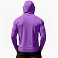 thumbnail image 3 of Men's UPF 50+ Sun Hoodie Long Sleeve Hooded Fishing Shirt Solid Pullover Cooling Ice Silk Breathable Quick-Dry Moisture Wicking 4-Way Stretch for Commute Fishing Hiking Purple L, 3 of 5