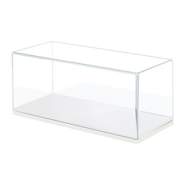 Vitrina de acrílico para maquetas de coches, escala 1:43, multiusos, transparente, resistente al polvo, para coleccionistas de objetos de colección. Base blanca