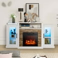 thumbnail image 3 of Costway Fireplace TV Stand with Led Lights & 18'' Electric Fireplace For 65" Wall-Mounted TV White, 3 of 10