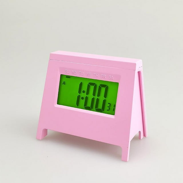 Feltree LCD Student Alarm Clock with Temperature Calendar & Luminous Display, Desktop Electronic Digital Clock for Bedroom, Battery Powered Date Time Multifunctional Nightlight