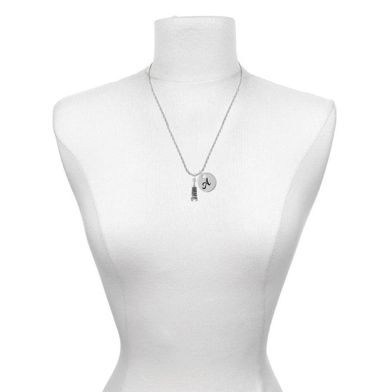 Delight Jewelry Pagoda with Clear Crystal Silvertone Script Initial Disc C Charm Necklace 20 3 Walmart