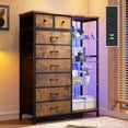 thumbnail image 1 of CHENZM 54" H Dresser for Bedroom with LED Lights & Power Outlets Dresser with 8 Drawers Fabric Dressers & Chests of Drawers for Bedroom, Sturdy Metal Frame, Acrylic Plates (Rustic Brown), 1 of 10