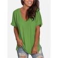 thumbnail image 3 of Womens Summer Tops Short Sleeve Casual Shirts Floral Tee Trendy Basics V Neck Plain Tshirt, 3 of 5