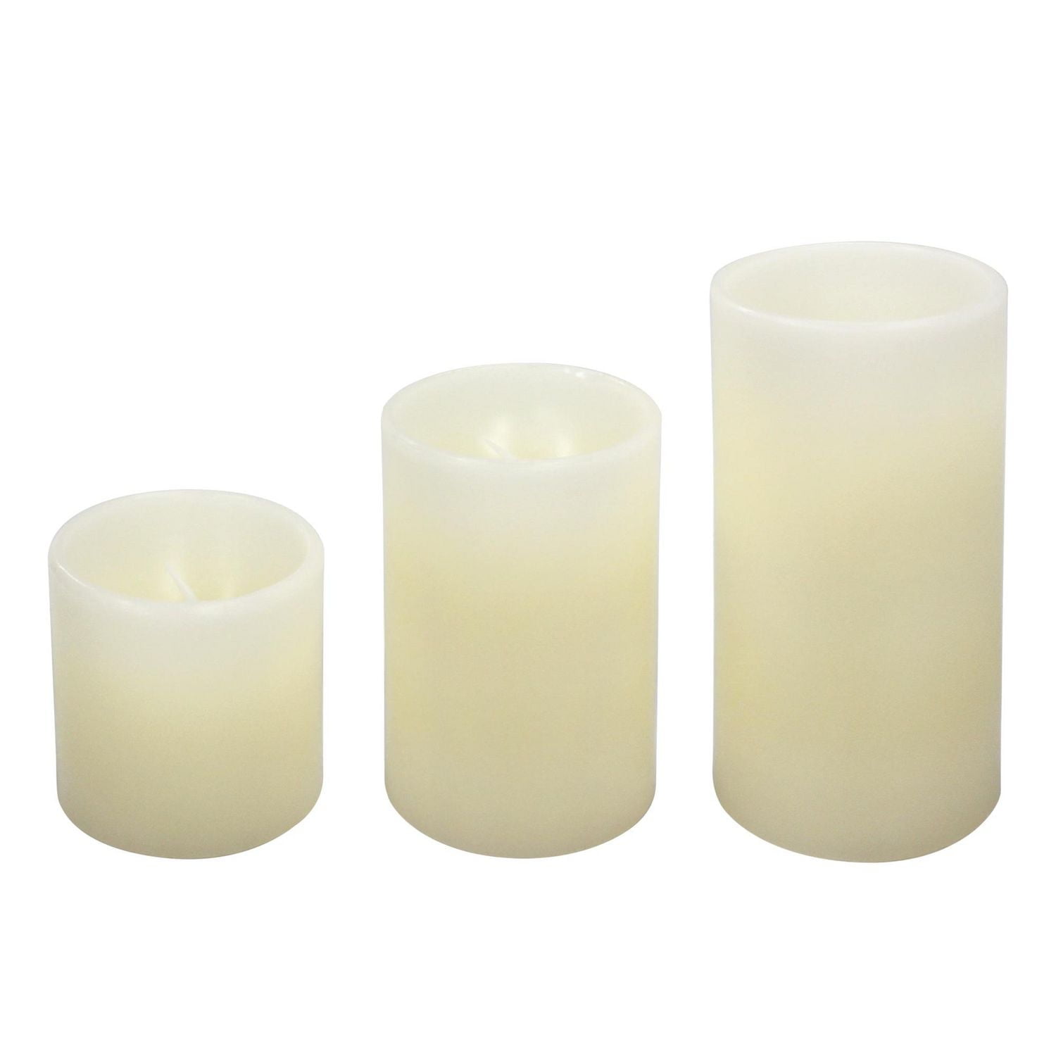 Mainstays Unscented LED Mini Wax Pillar Candles, Pack of 3, 2" x 2", 2" x 3", 2" x 4" LED candle set