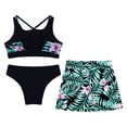 thumbnail image 4 of Alvivi Kids Girls 3 Piece Swimsuit Bathing Suit Floral Print Bikini Set with Cover Up Beach Skirt Swimwear Black 10, 4 of 5