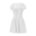 thumbnail image 2 of Biezeib Women's Summer Corset Dress Lace Trim Low Cut Front Tie Short Sleeve A-line Mini Dress, 2 of 6
