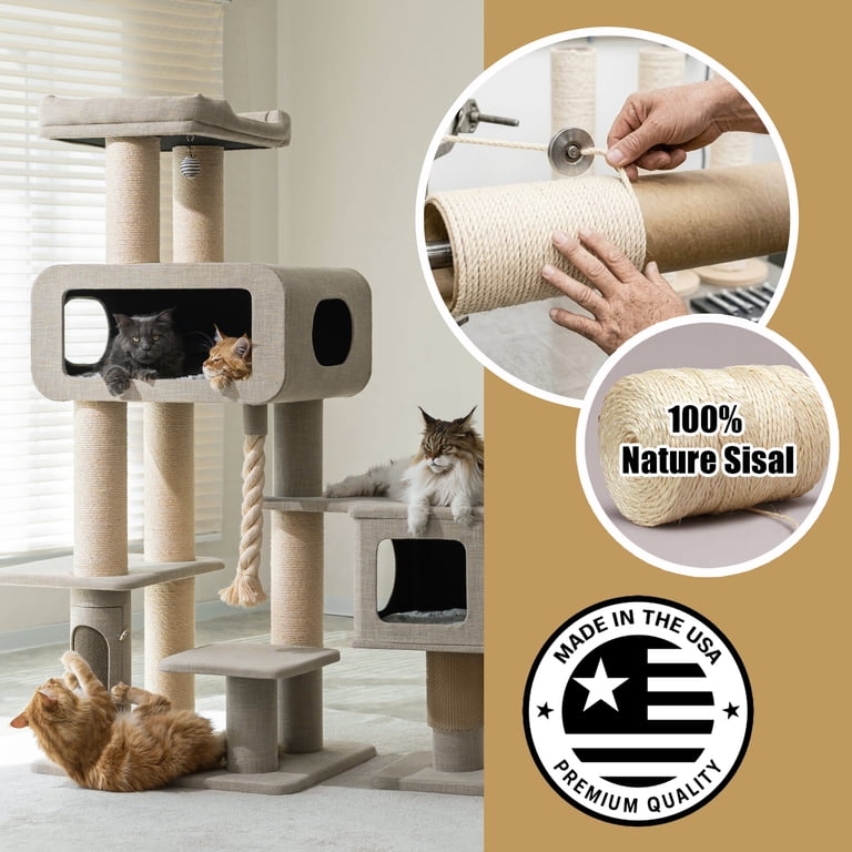 Catry Universal Cat Scratching Post Replacement | 6-20 Inch Options Natural  Sisal Rope Scratching Post | DIY Cat Tree Repair Parts with M8 / M10 ...