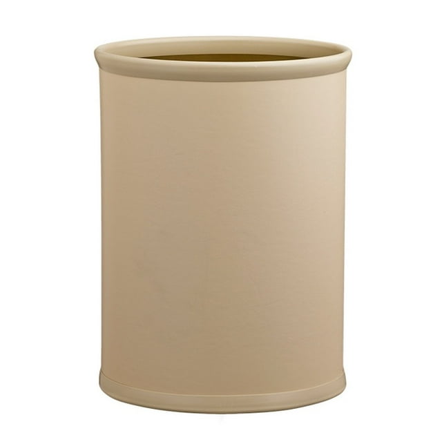 Corbeille à Déchets Ovale Contempo Beige 14 Pouces Pare-Chocs Brun Foncé