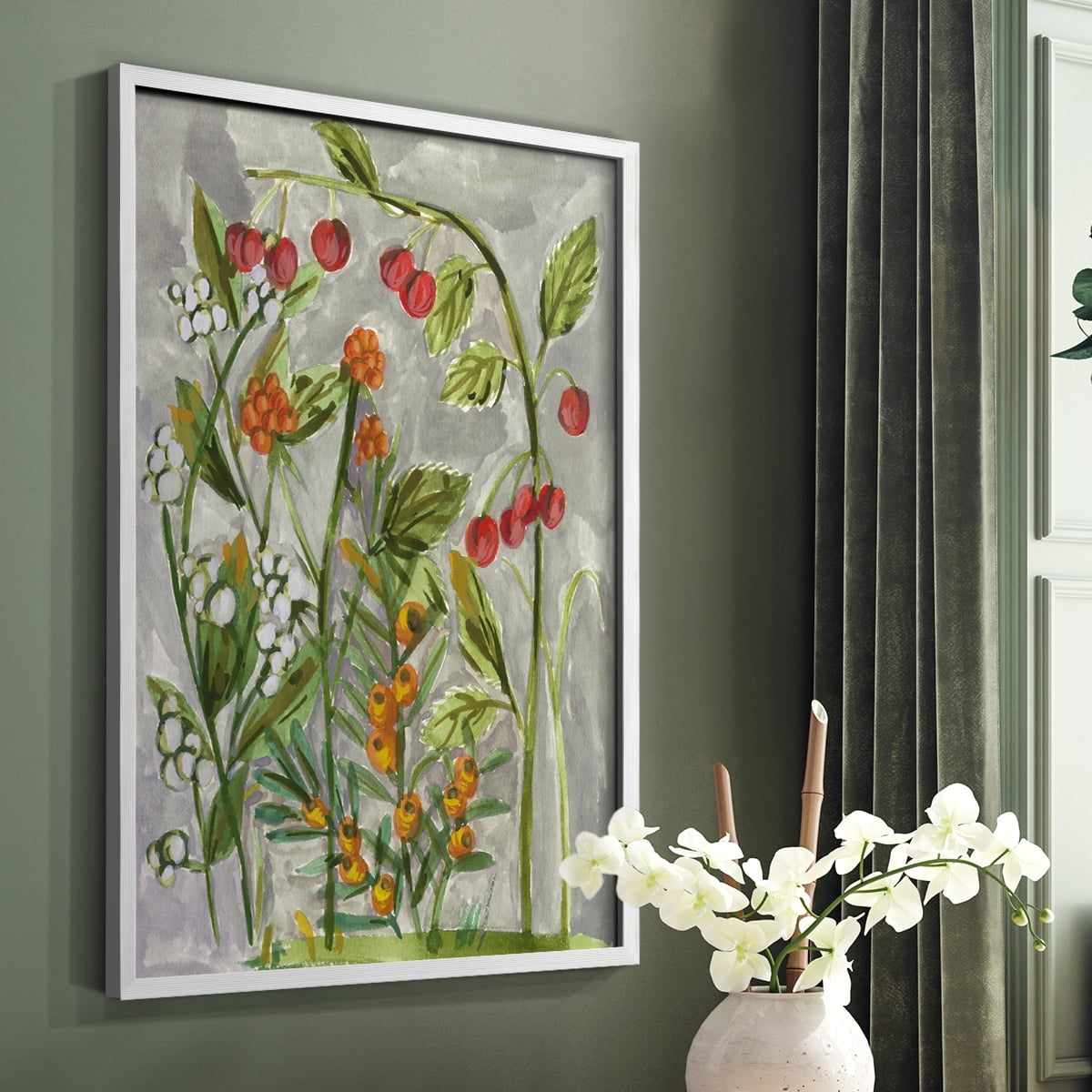 Dear Nature I Framed Print in White Solid Wood Framed Print No Nail Hanging