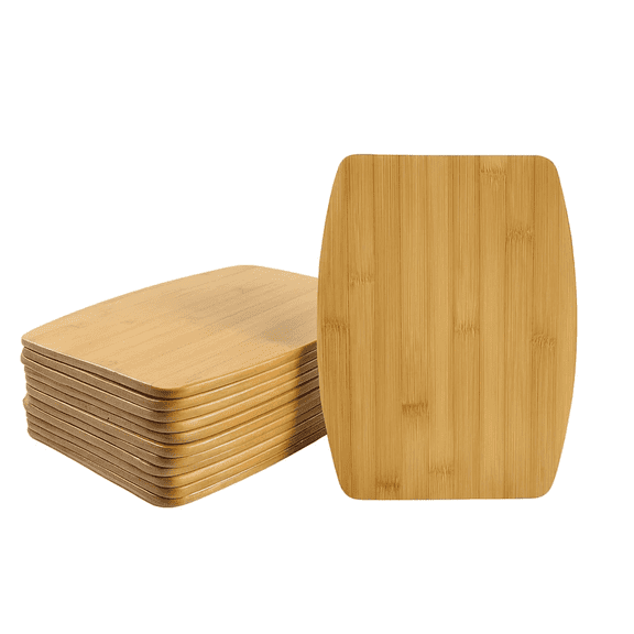 Set of 12, Bulk 15x11" Bamboo Cutting Boards, Round Edge Blank Serving Trays, Charcuterie Platters for Engraving and Personalized Gifts