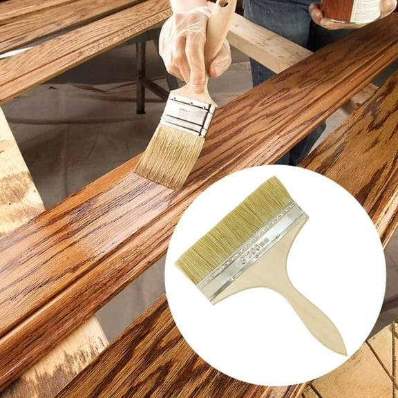 Menolana Paint Brush 8inch Wooden Handle Art Crafts Supplies DIY Painting Brushes Flat Brush for Oil Glues Watercolor Fences Furniture