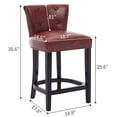 thumbnail image 6 of CQSXDA Leather Upholstered Bar Stools Set of 2, Fixed Height 26 Inch Comfortable Wooden Frame Chairs, 6 of 10
