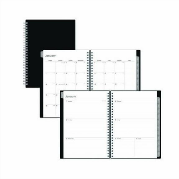 8.63 in. x 5.88 in. 12-Month (Jan-Dec 2026) Enterprise Weekly/Monthly Notes Planner - Black Cover