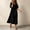 Black, variant on Josdec Women's Wrap V-Neck Short Sleeve Linen Maxi Dress Button Detail with Side Pocket Solid Color Casual for Beach Vacation Wear S-XXL