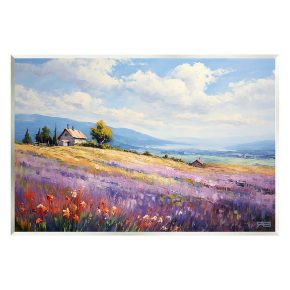 Stupell Industries Cottage Meadow View Landscape Painting Unframed Art Print Wall Art, 15 x 10