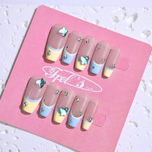 Frely's nail BALLERINA Sweetheart Milk Foam M,Handmade nail art,Press-On Nails, Holiday Gift Set with Holiday