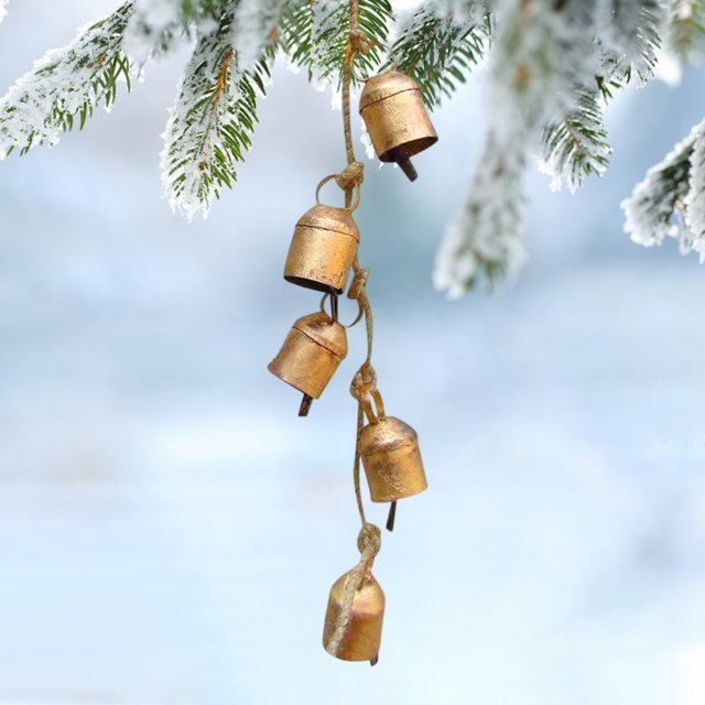 Campanas de vaca navideñas colgantes Campanas de vaca Decoraciones Manualidades Regalo de Navidad (5 piezas)