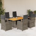 thumbnail image 1 of vidaXL 7 Piece Garden Dining Set with Cushions Grey Poly Rattan, 1 of 5