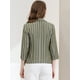 thumbnail image 5 of INSPIRE CHIC Blazer De Solapa Con Muescas Y Mangas 3/4 A Rayas Para Mujer ejercito verde XL, 5 of 6